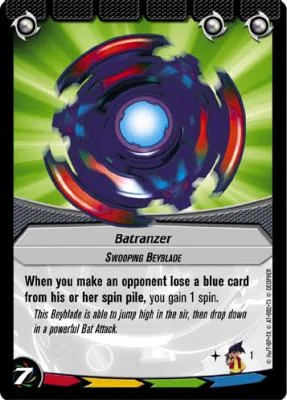 Batranzer: our photograph of the Collision card #001, Batranzer, Swooping Beyblade