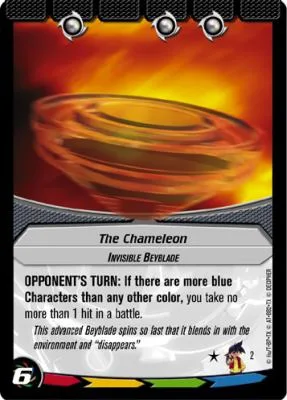 Marble: our photograph of the Collision card #002, The Chameleon, Invisible Beyblade