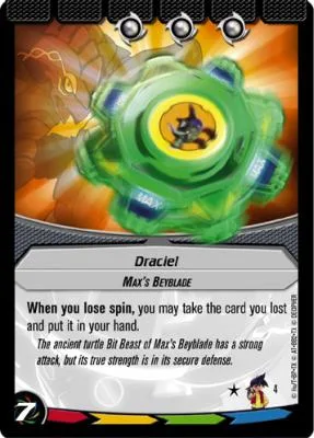 Draciel S: our photograph of the Collision card #004, Draciel, Max's Beyblade