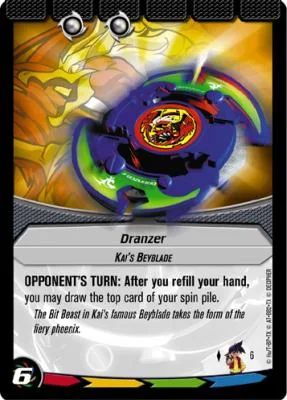 Goh Hiwatari: our photograph of the Collision card #006, Dranzer, Kai's Beyblade