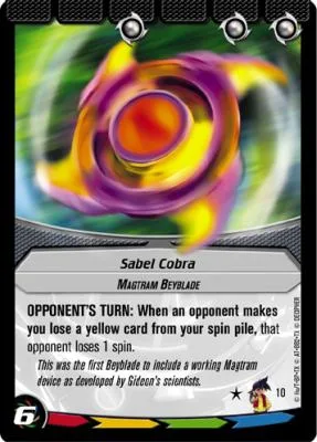 Sabel Cobra: our photograph of the Collision card #010, Sabel Cobra, Magtram Beyblade