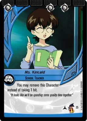 Card #35 Ms. Kincaid, School Teacher — photo of the site's copy