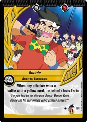 Card #126 Ronnie, Annoying Announcer — photo of the site's copy