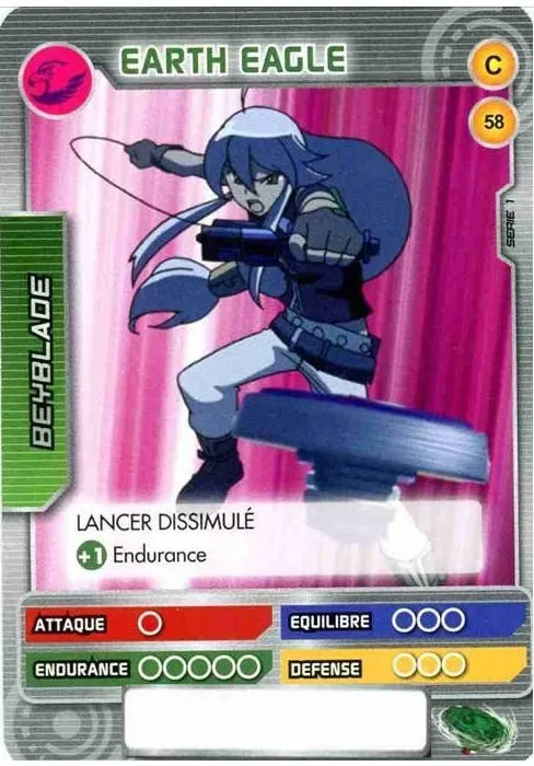 Blader DJ (Metal Saga): our photograph of the Battle Card Collection card #058, Earth Eagle